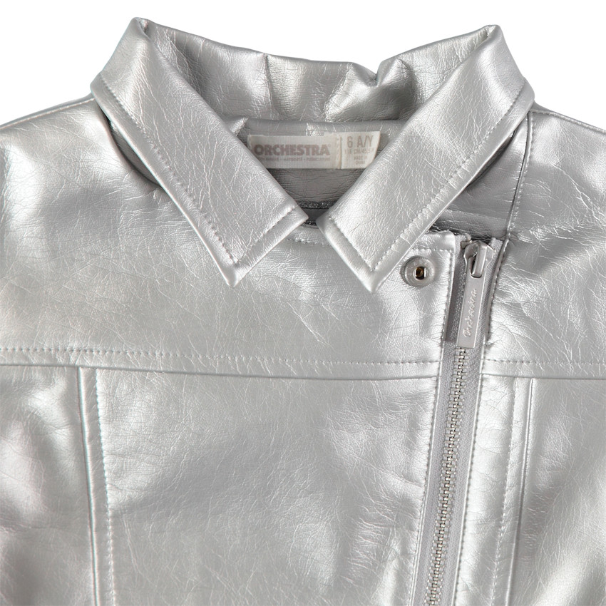 Perfecto effet cuir argentée à doublure imprimée 
