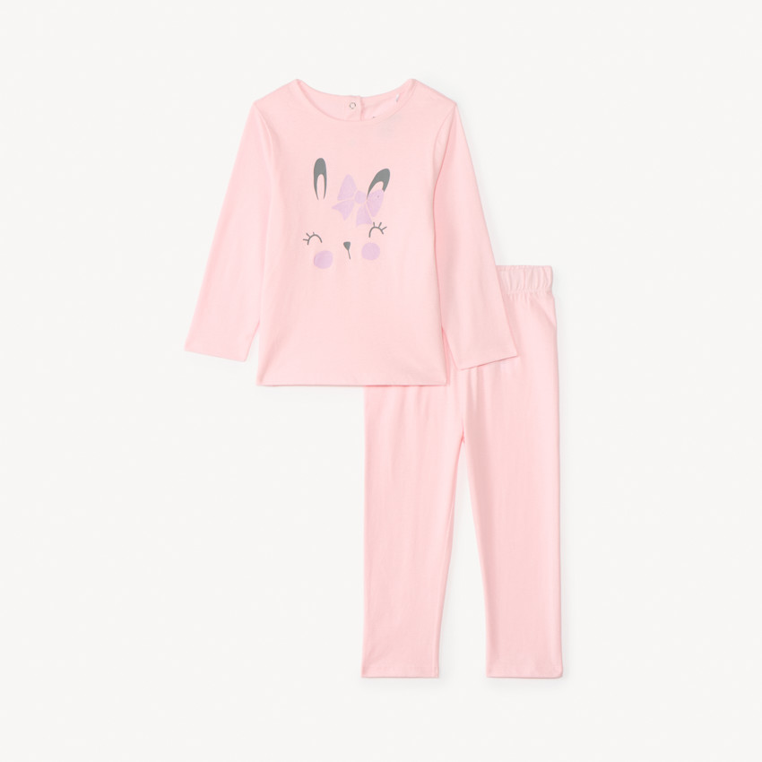 Set pyjama long en jersey printé pour bébé fille