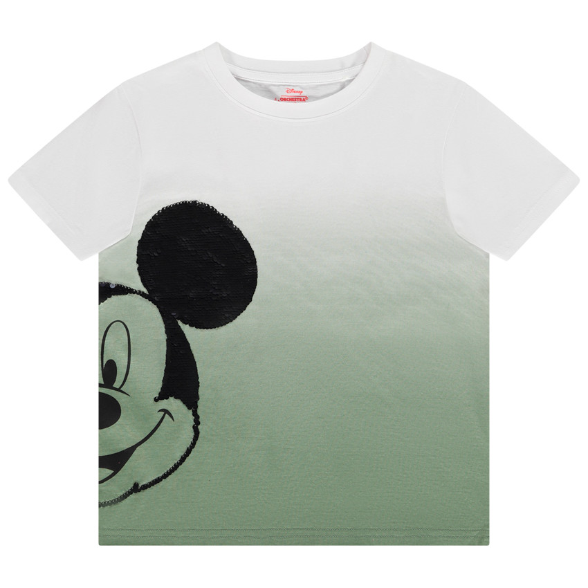 T-shirt manches courtes Mickey Disney en sequins magiques pour garçon