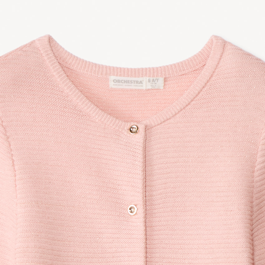 Gilet manches longues en tricot uni pour fille  