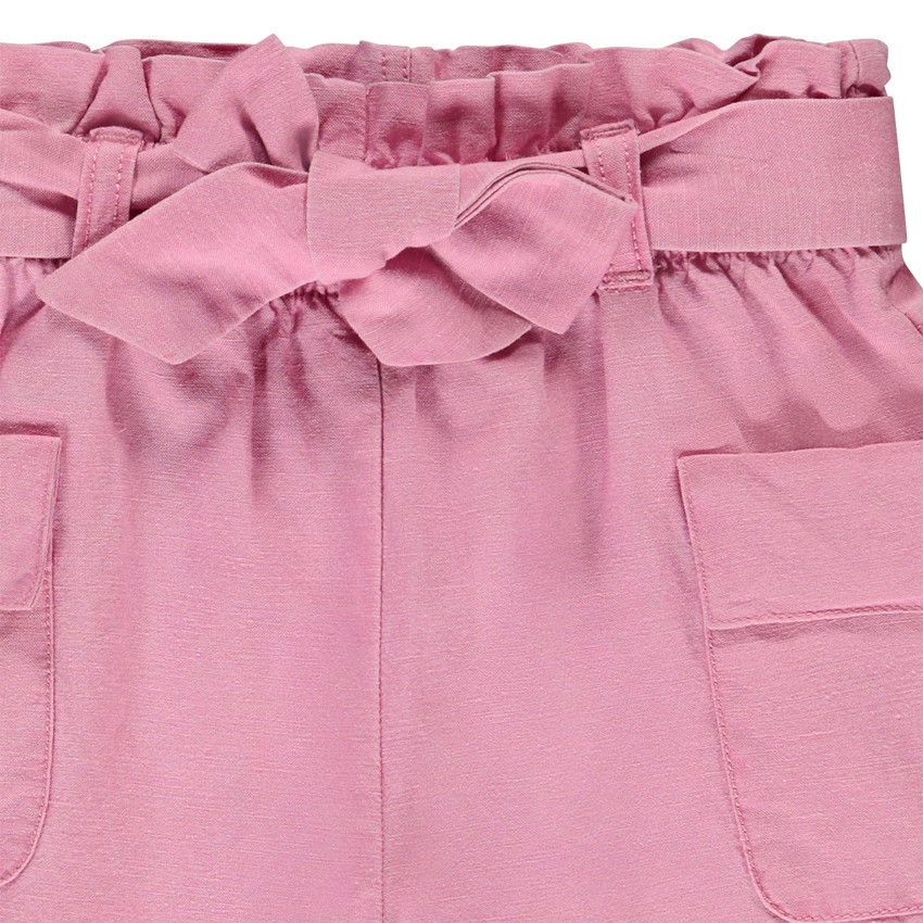 Short à nouer en toile unie pour bébé fille 