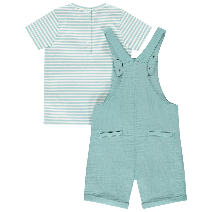 Ensemble 2 pièces avec salopette et t-shirt rayé pour bébé garçon 