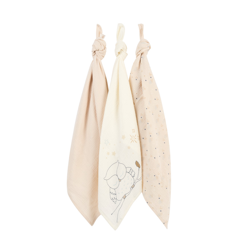 Lot de 3 langes en gaze de coton "Bande de Rêveurs" 