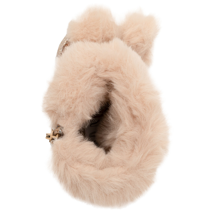 Bottines souples pour bébé fille à fausse fourrure et pompons 