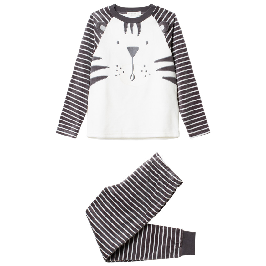 Pyjama en velours motif tigre à rayures