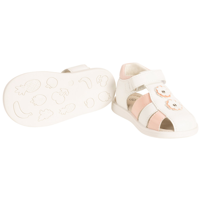 Sandales velcro bicolores à fleurs pour bébé fille 