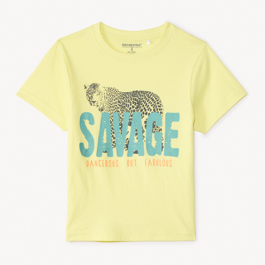 T-shirt manches courtes uni print fantaisie pour garçon 