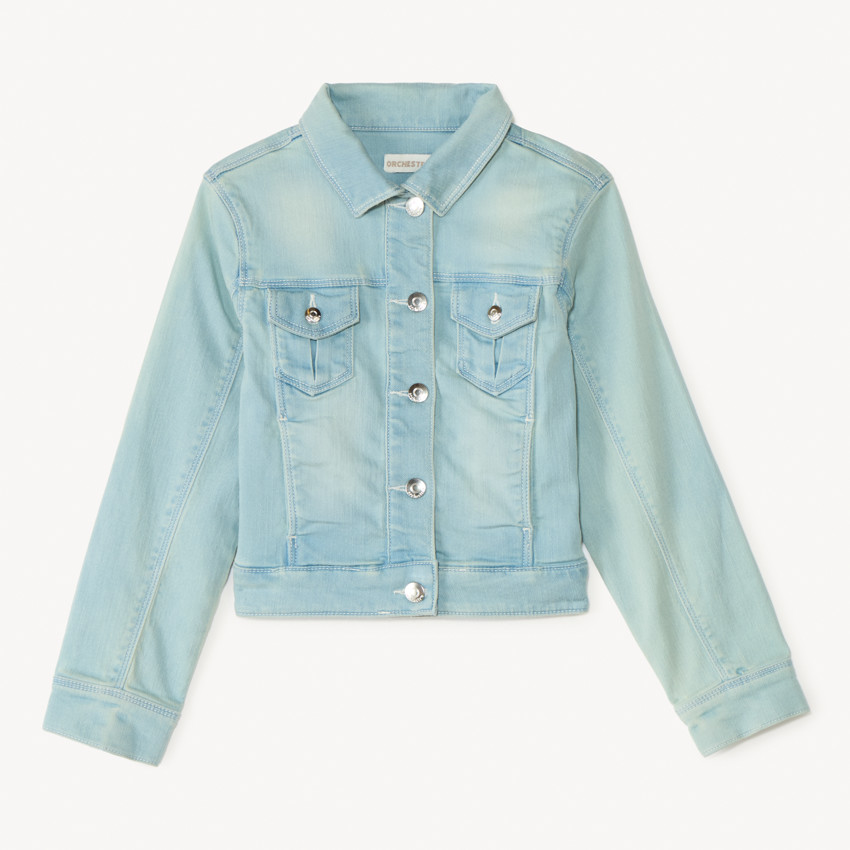 Veste effet jean à poches pour fille