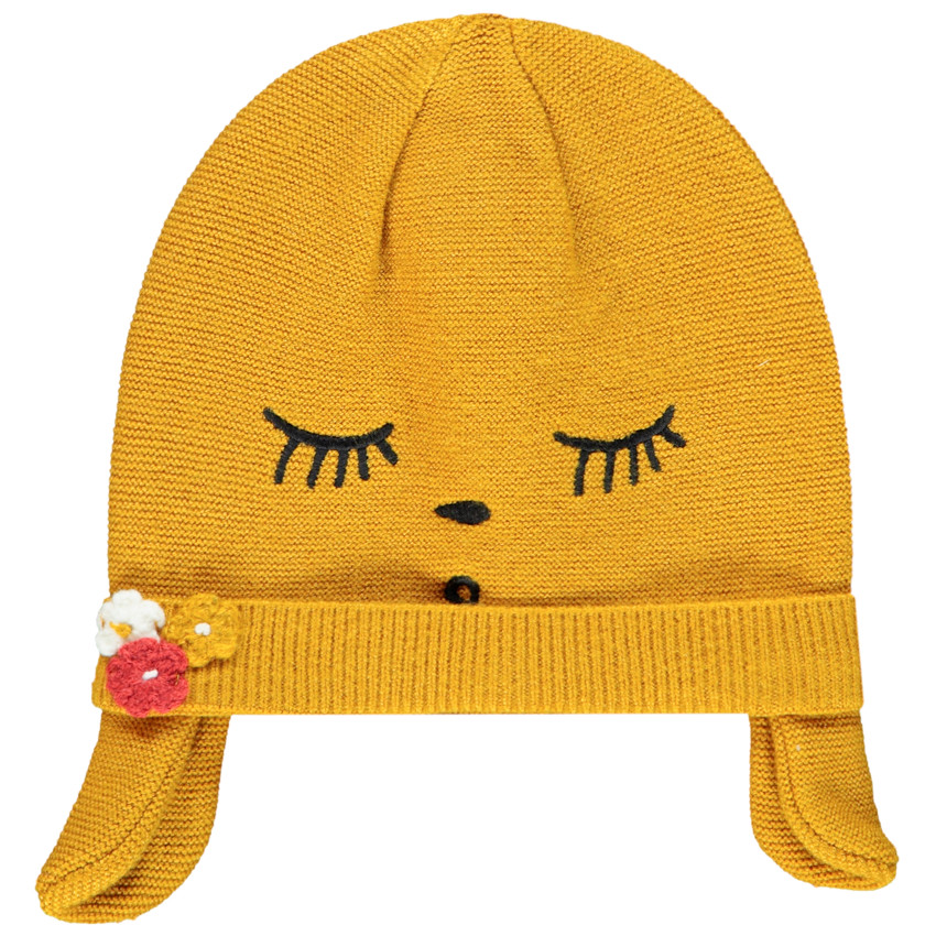 Bonnet en tricot à détails brodés pour bébé fille