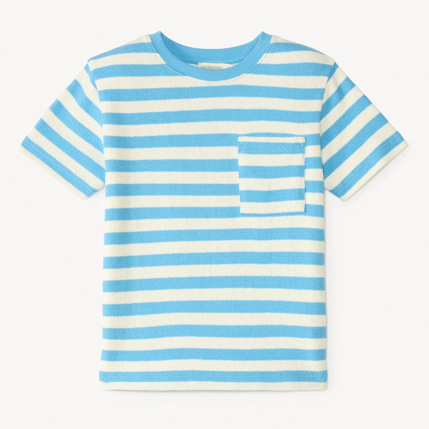 T-shirt manches courtes à rayures en éponge pour garçon