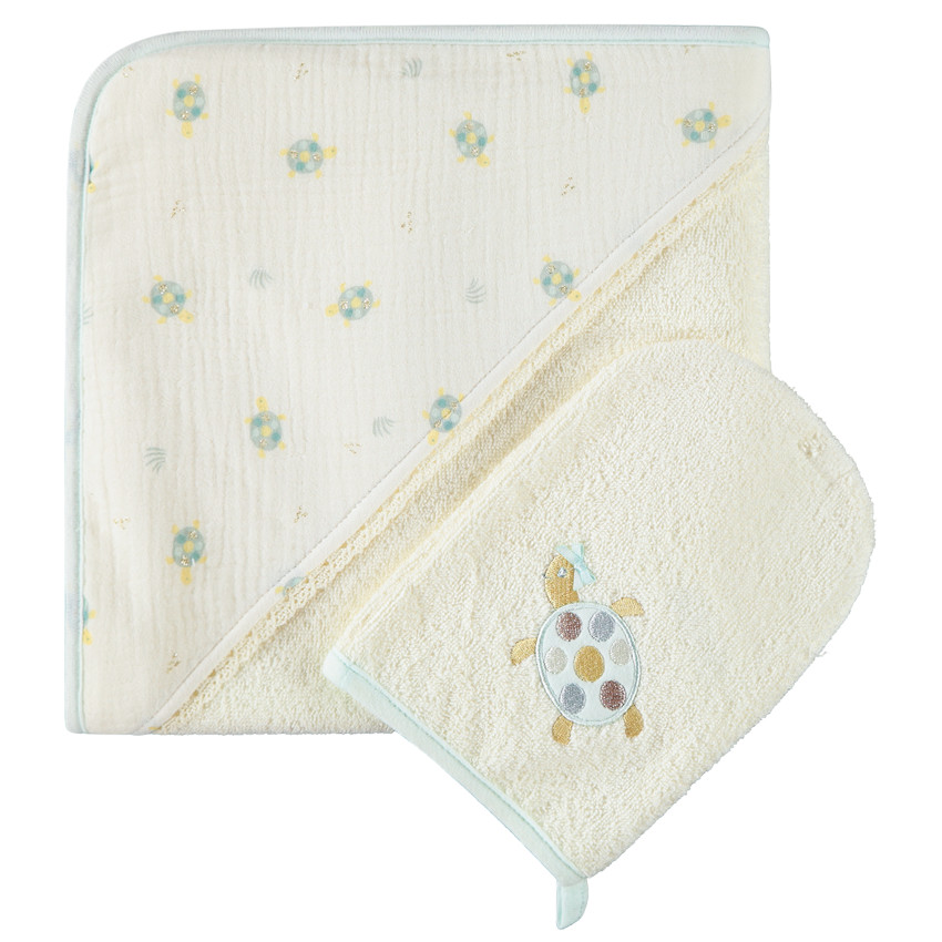 Set de bain 2 pièces motif tortues pour bébé fille
