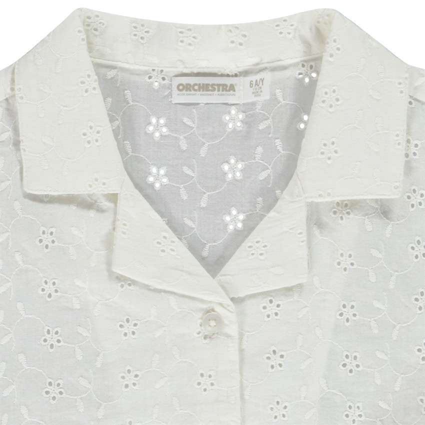 Chemisier manches courtes en broderie anglaise pour fille 