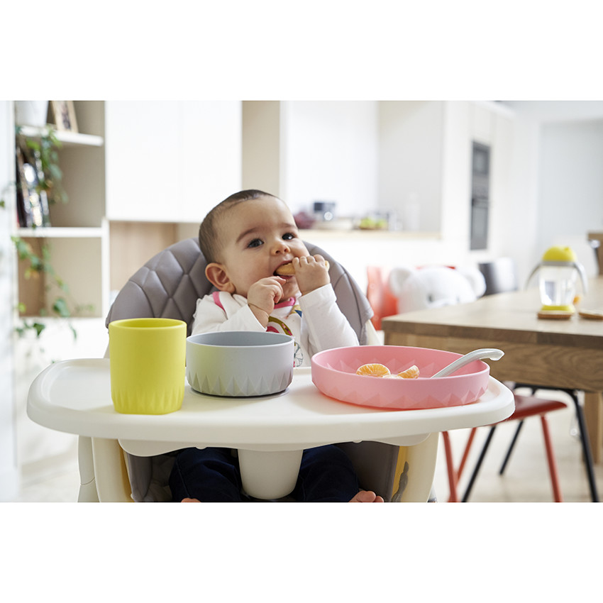 Set repas en silicone Origami 3pcs - Rose 