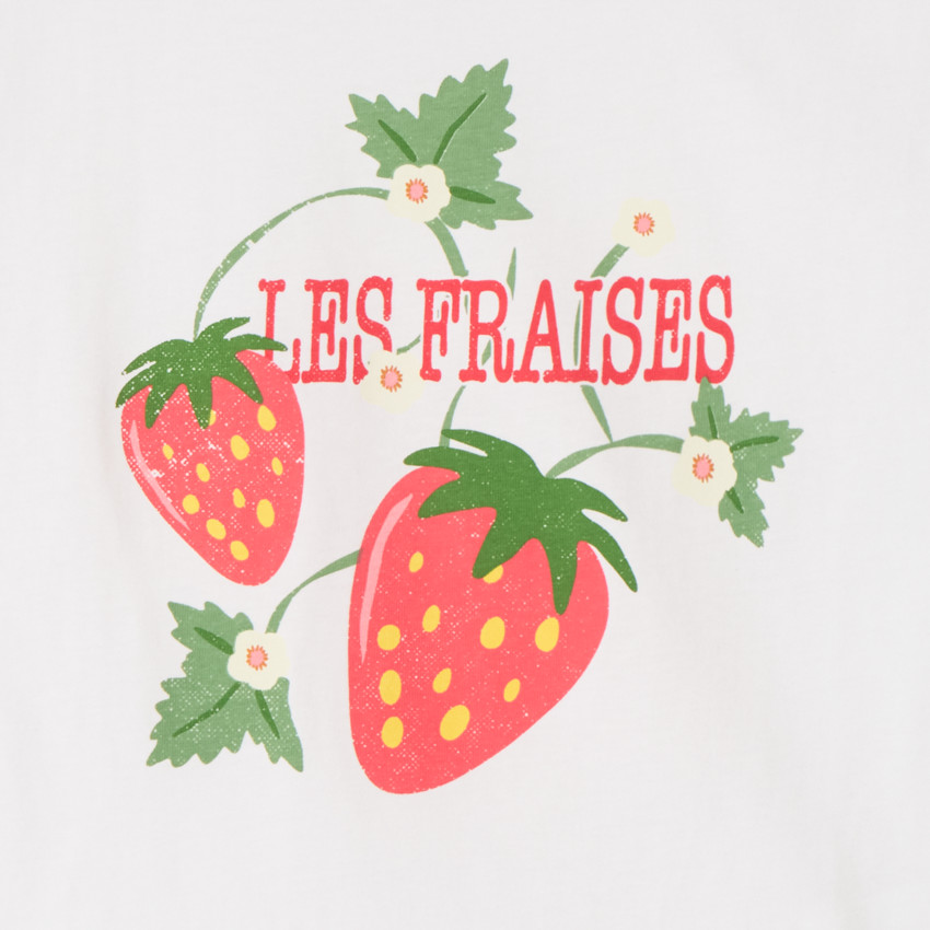 T-shirt manches courtes print fraises pour fille 