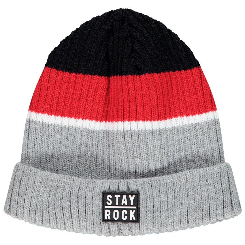 Bonnet en tricot à bandes contrastées pour enfant garçon