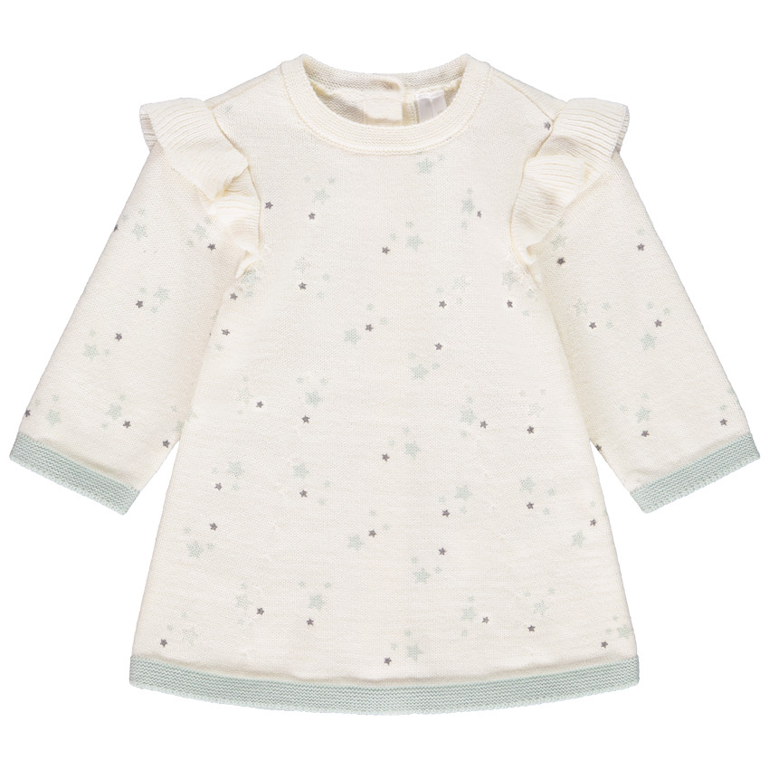 Robe en tricot à manches longues imprimé étoiles pour bébé fille 
