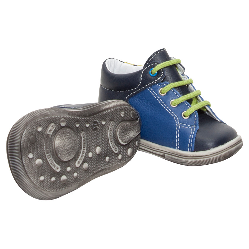 Bottillons bicolores en cuir à lacets  