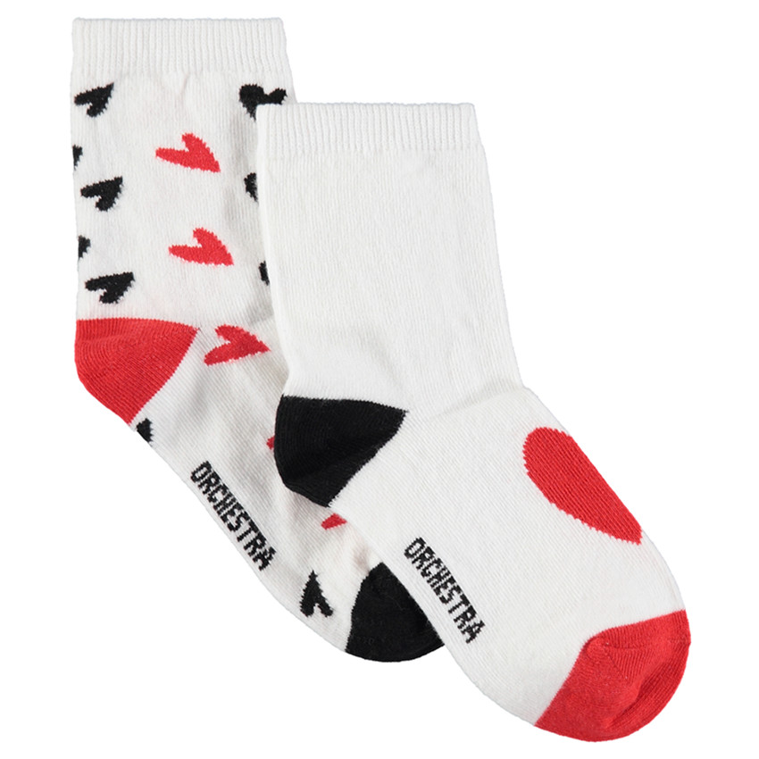 Lot de 2 paires de chaussettes assorties avec coeurs en jacquard 