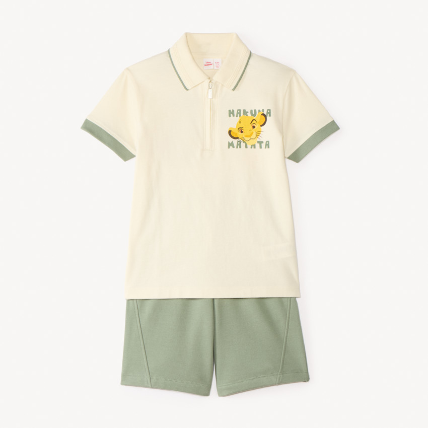 Ensemble 2 pièces polo zippé + bermuda Le Roi Lion Disney pour garçon