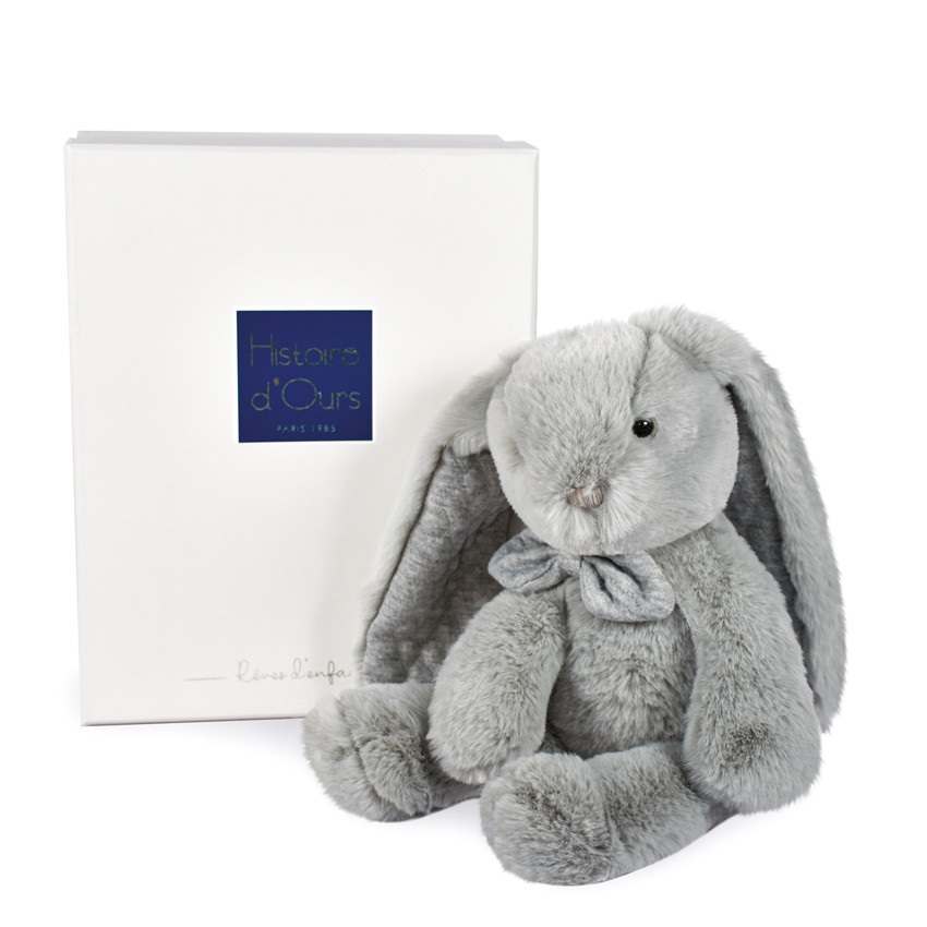 Peluche Preppy Chic lapin 30 cm - Gris perle Main Peluche Preppy Chic lapin 30 cm - Gris perle