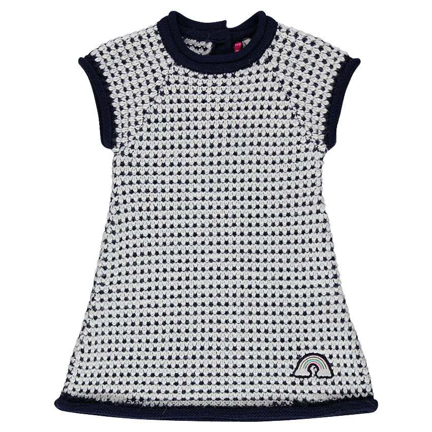 Robe en tricot effet nid d'abeille avec badge arc-en-ciel 