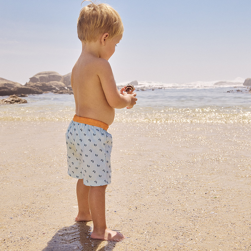 Short de bain en seersucker avec imprimé fantaisie pour bébé garçon 