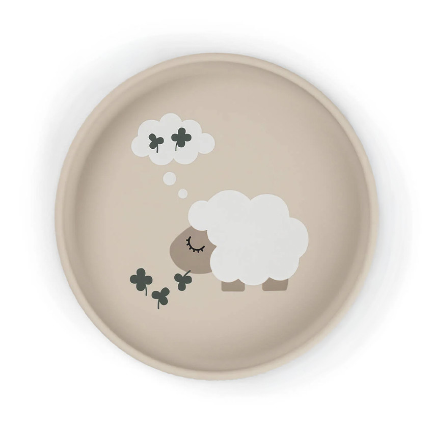 Plat en silicone avec ventouse pour bébé Stick & Stay Tiny Farm sable 