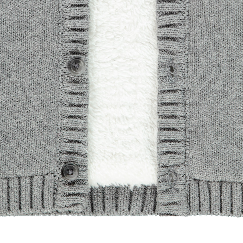 Gilet en tricot doublé sherpa à capuche ludique pour bébé garçon 