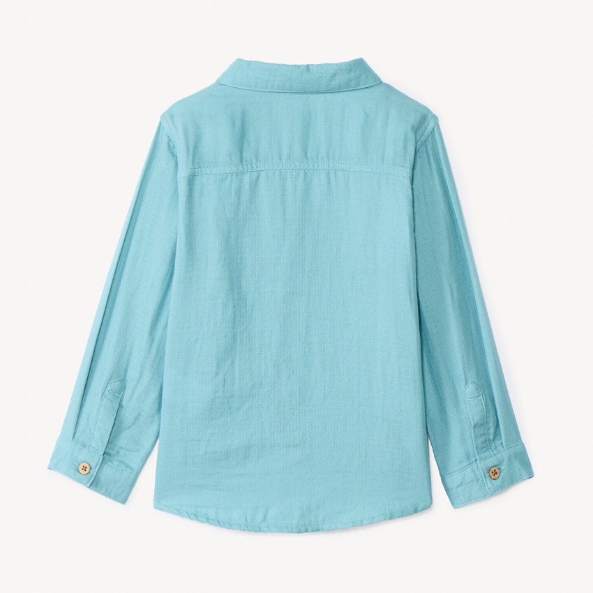 Chemise manches longues uni en double gaze pour bébé garçon 