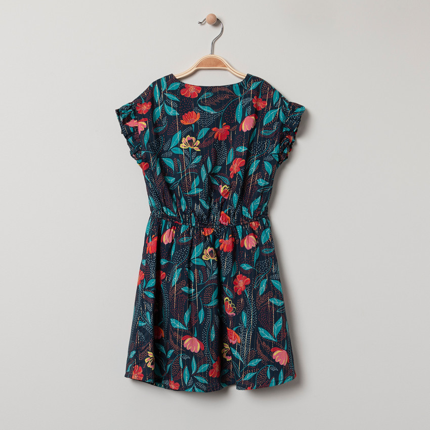 Robe manches courtes à col croisé et imprimé floral all-over 