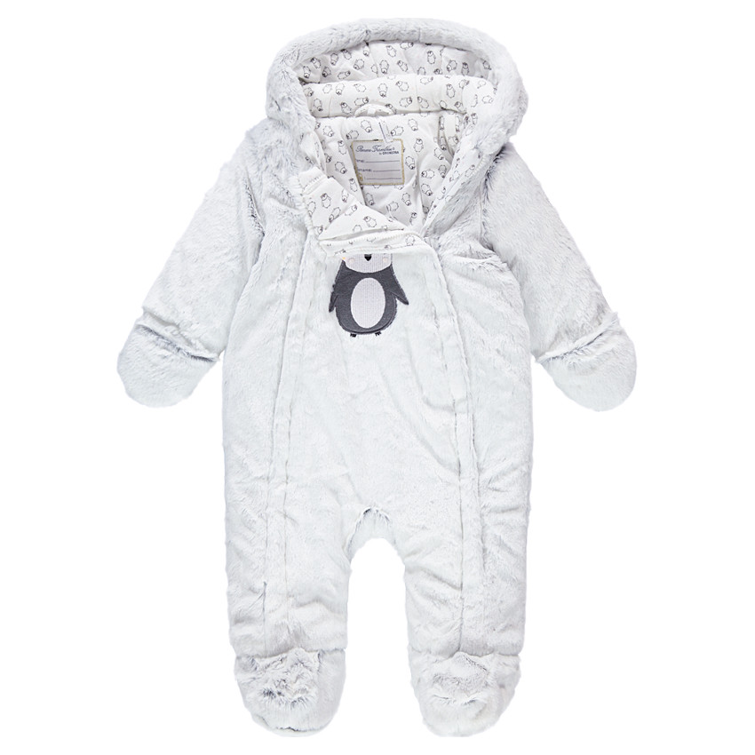 Combi-pilote en sherpa doublée jersey avec pingouin brodé 