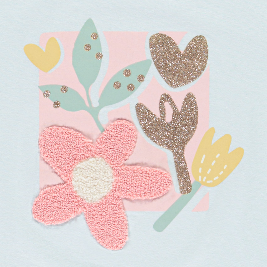 T-shirt manches courtes à broderie bouclette pour fille  