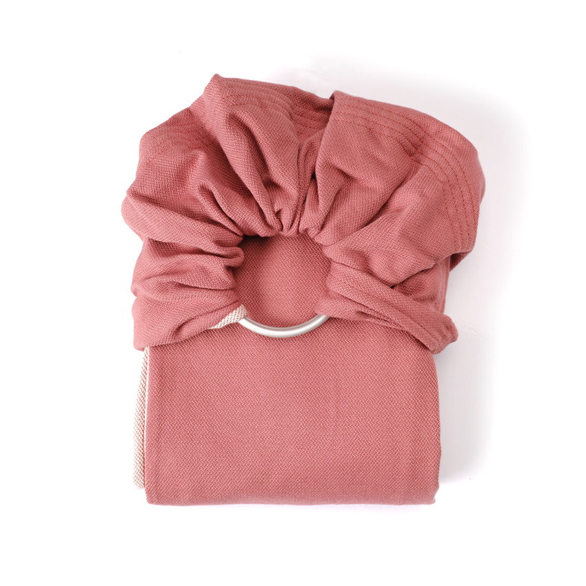 écharpe de portage sling en sergé brisé terracotta - rose