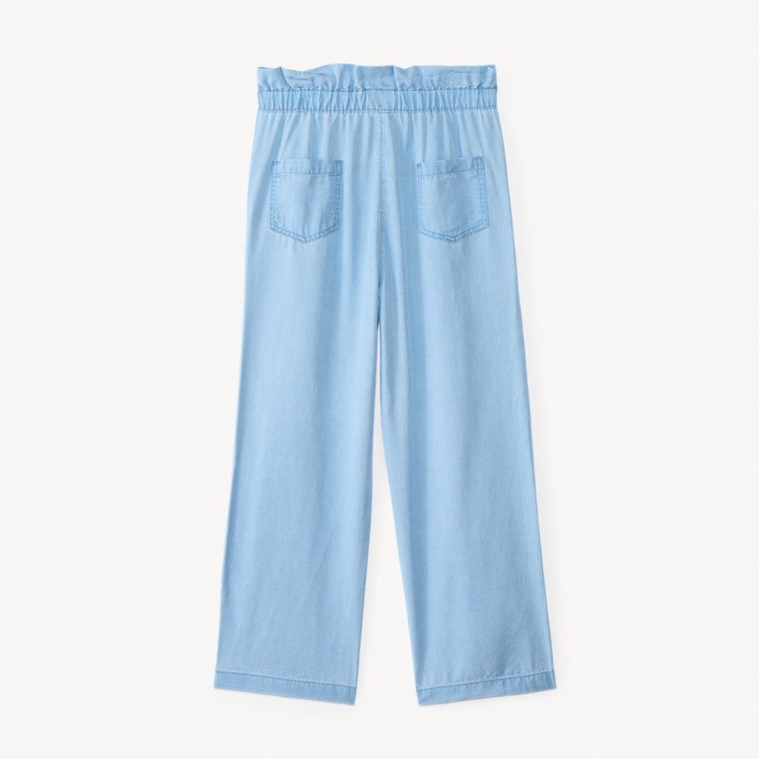 Pantalon large coupe paper bag avec nœud pour fille 
