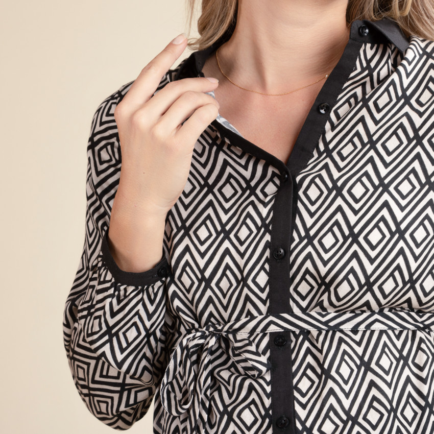 Chemise de grossesse et d'allaitement imprimé ethnique 