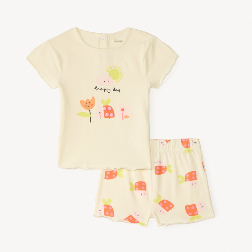 Set de pyjama 2 pièces t-shirt + short imprimé coccinelle pour bébé fille 