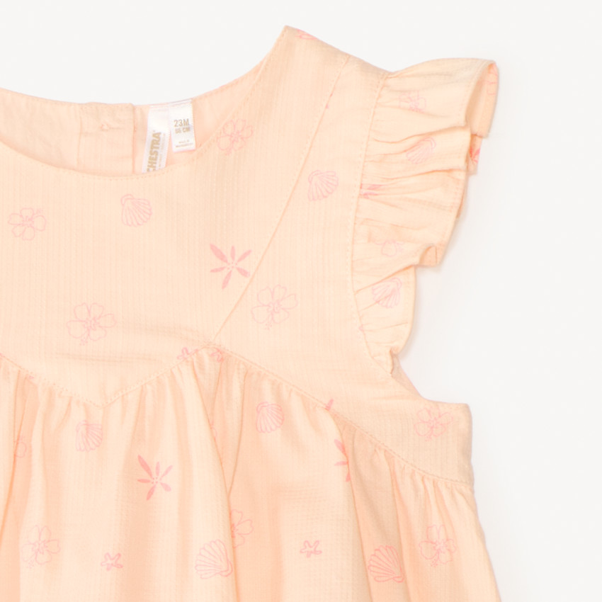 Tunique manches courtes imprimé coquillages pour bébé fille 