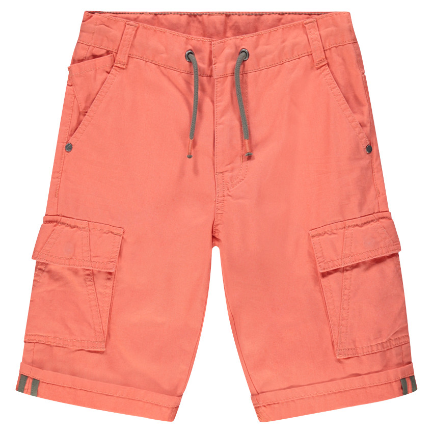 Junior - Bermuda en coton surteint corail 