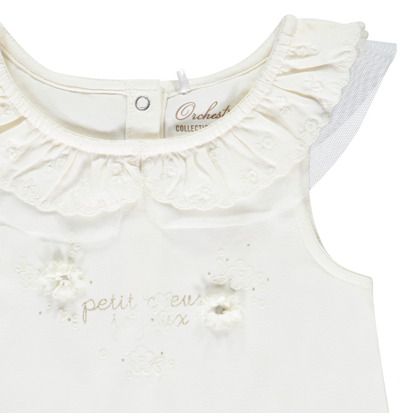 Débardeur uni avec col à broderie anglaise pour bébé fille 