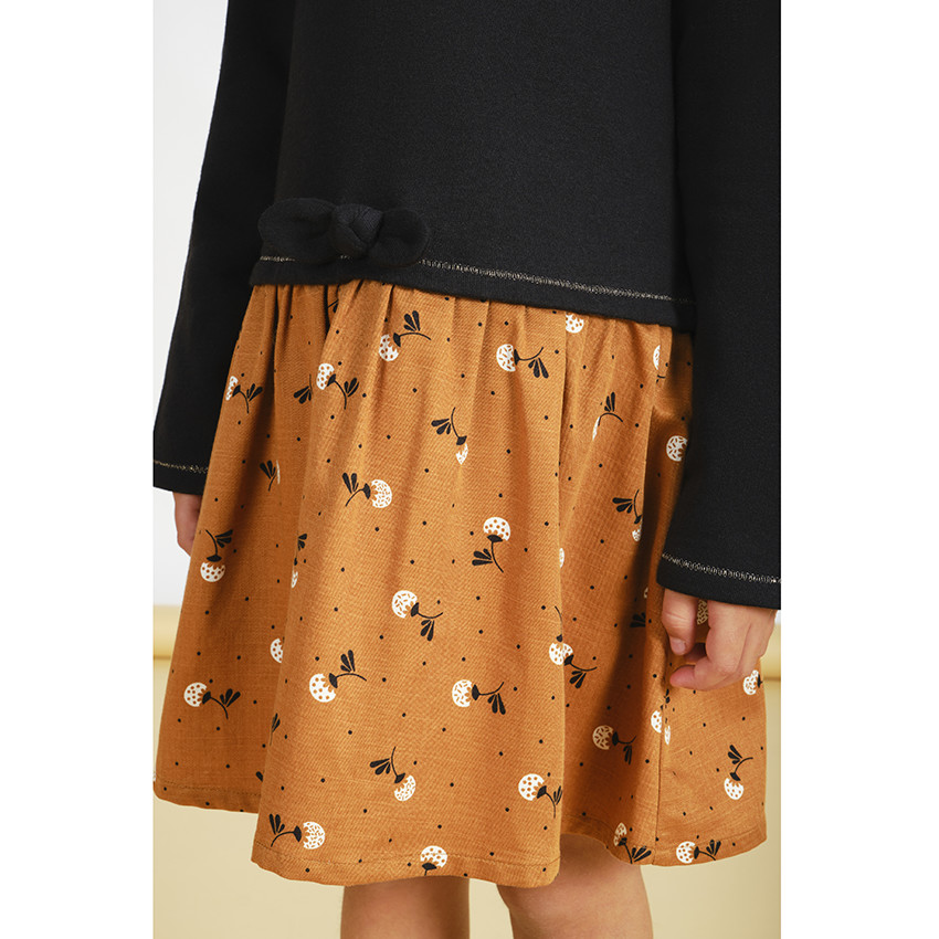 Robe bi-matière  effet 2 en 1 print coeur pour fille 