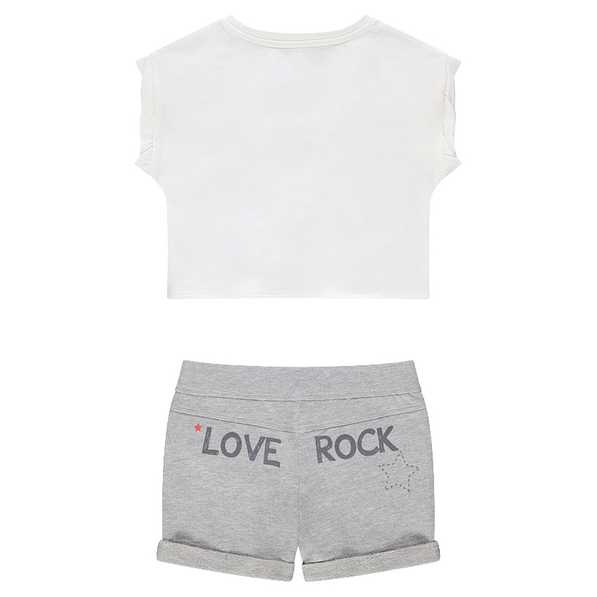 Ensemble avec tee-shirt à franges et short en jersey printé 