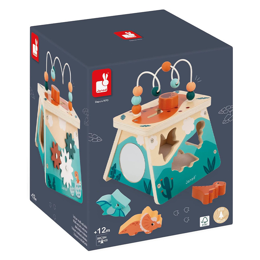 Volcan multi-activités en bois avec dinosaures 