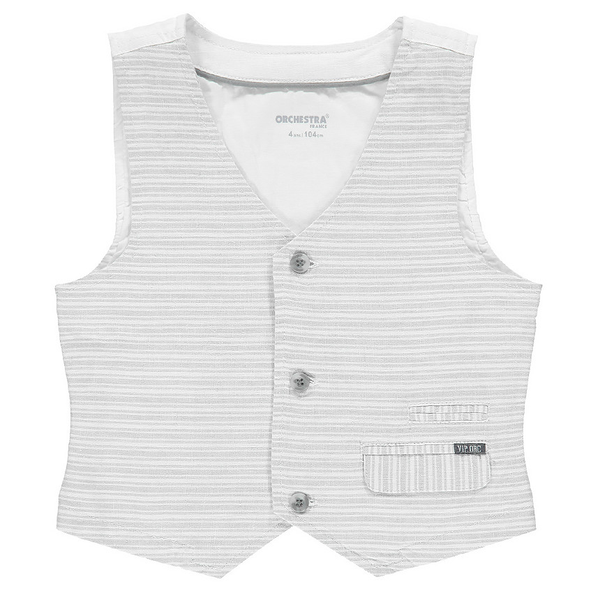 Gilet serveur rayé en lin et coton 
