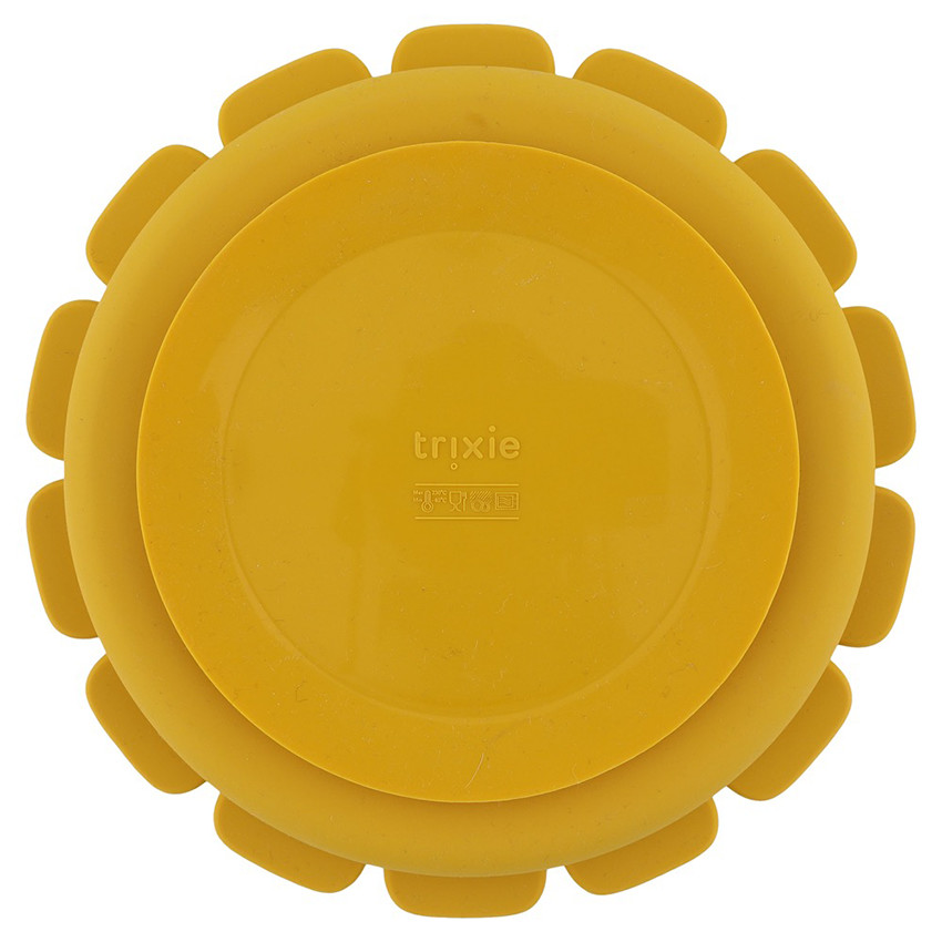 Assiette silicone avec ventouse et compartiments - Mr Lion - Jaune (Trixie) - Image 1