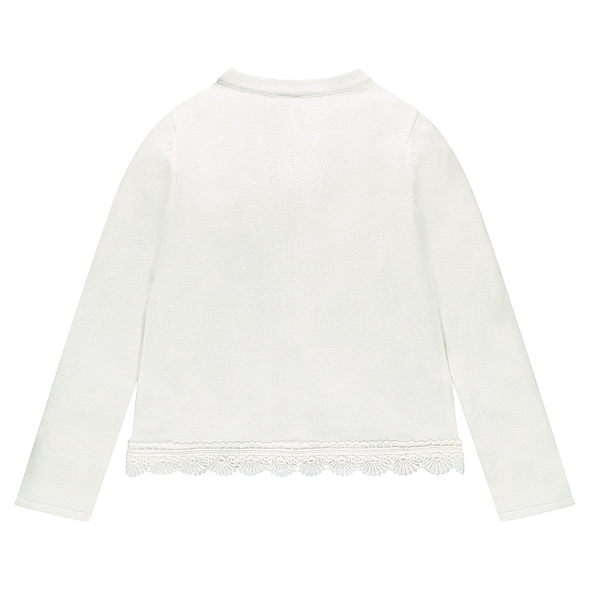 Gilet en tricot fin avec crochet et pompons 