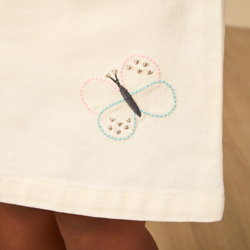 Robe salopette avec broderie papillon pour bébé fille 