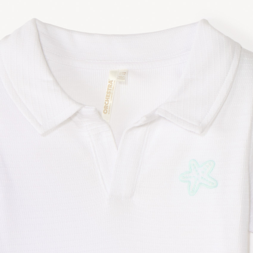 Polo manches courtes en jacquard avec broderie étoile de mer pour bébé garçon 