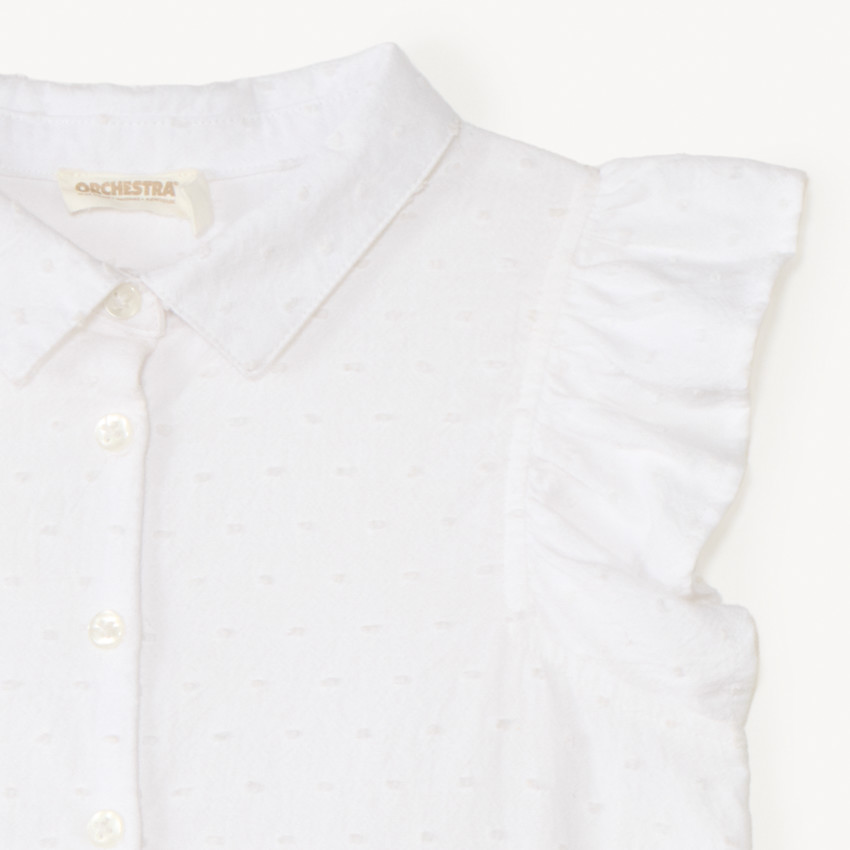 Chemise à manches courtes volantées nouée à la taille pour fille 