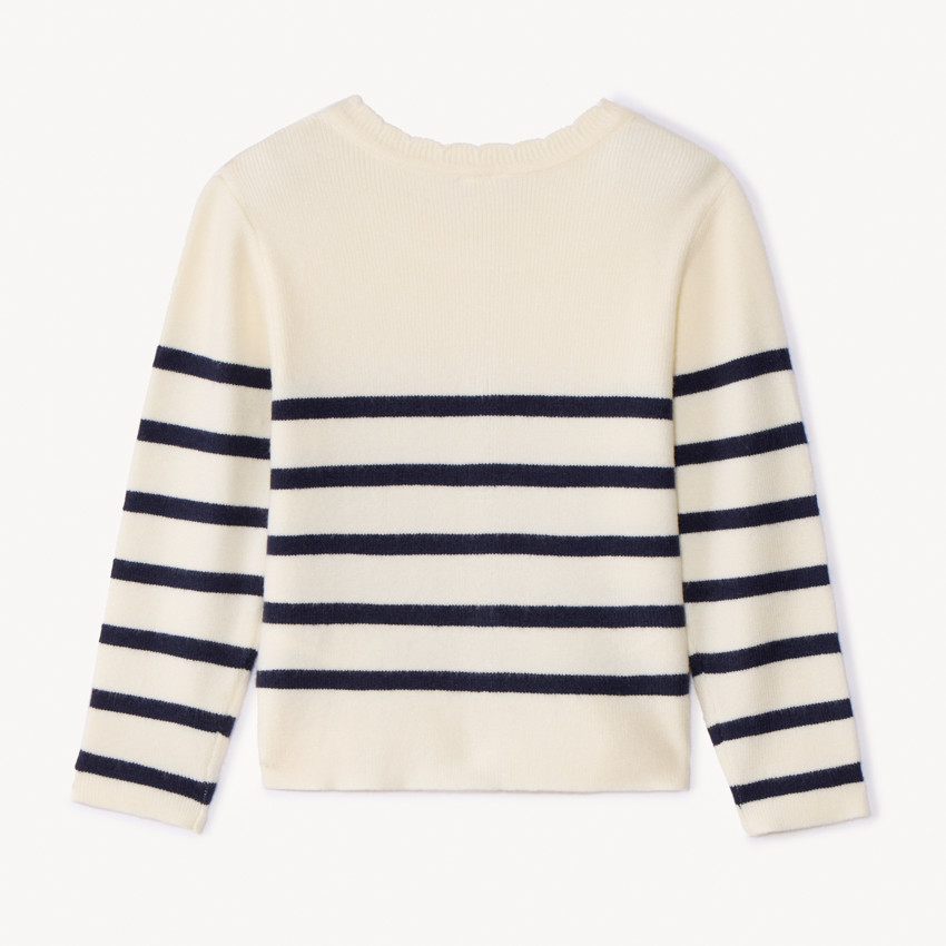 Gilet en tricot côtelé rayé pour bébé fille 