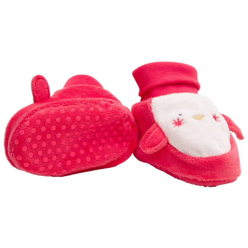 Chaussons en velours à détails brodés et oreilles en relief 